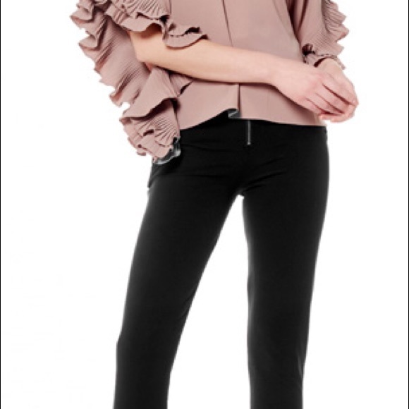 Dressy Crop blouse with pleated sleeves - WHITE - Picture 6 of 7